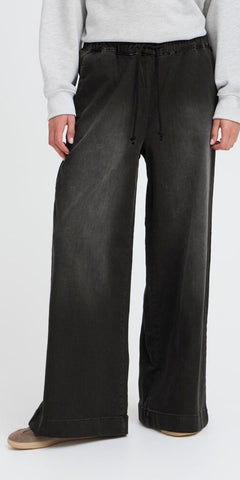 PULZ RAVEN High Waist Pants in Black Denim
