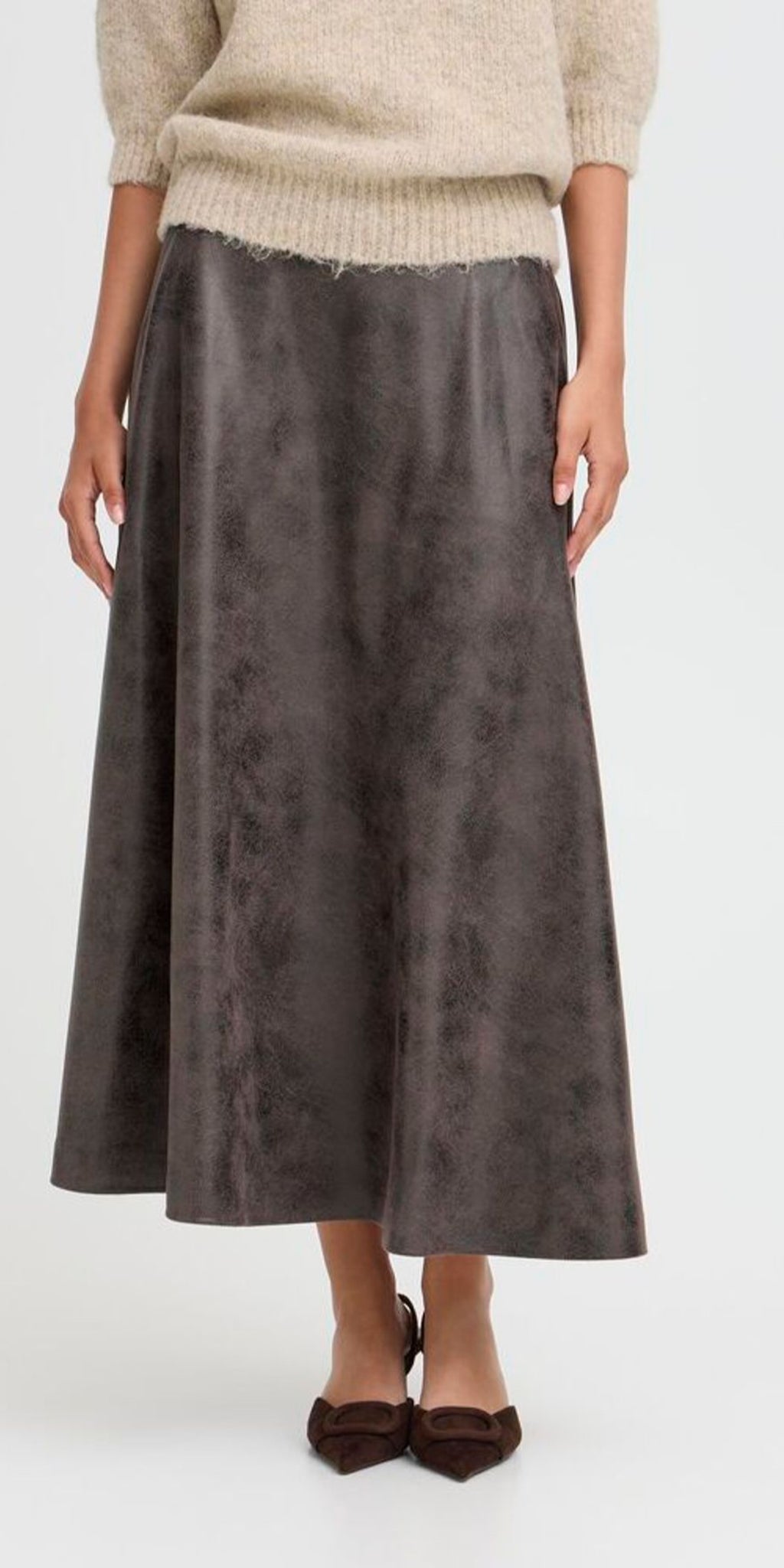 b young DIMION Skirt in Brown Vegan Leather