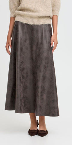 b young DIMION Skirt in Brown Vegan Leather