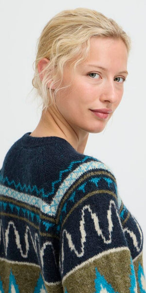 b young NAFTA Jacquard Jumper in Navy Blazer