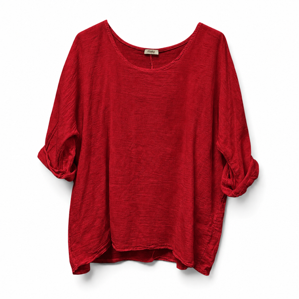 Cotton Roll Sleeve Top (various colours)