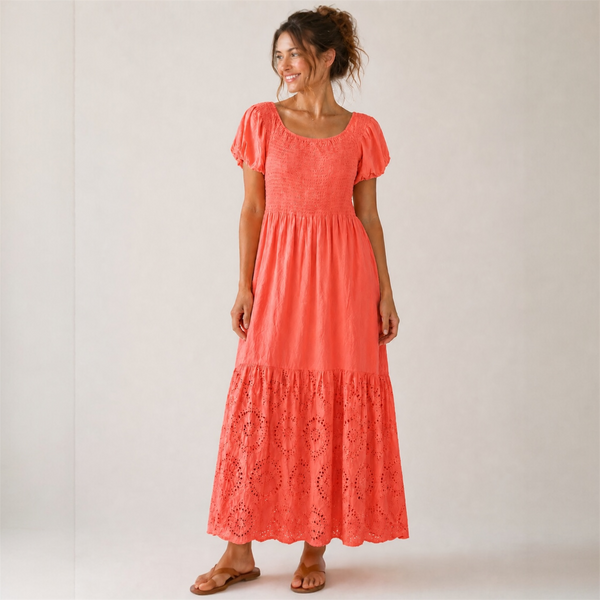 Cotton Broderie Hem Dress - TheSecretCloset.Boutique