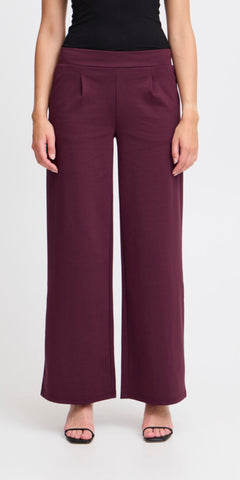 ICHI KATE Long Wide Leg Trousers in Port Royale