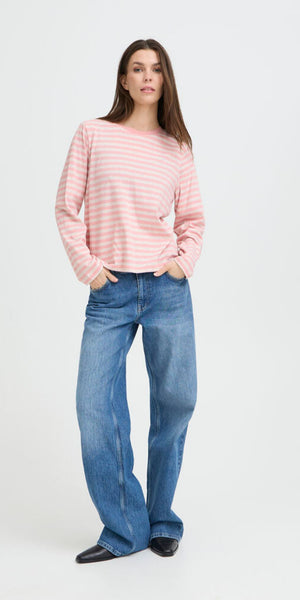 PULZ ARLO T Shirt in Pink Stripe