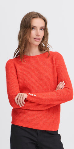 ICHI KAMARA Long Sleeve Knit in Fiery Red
