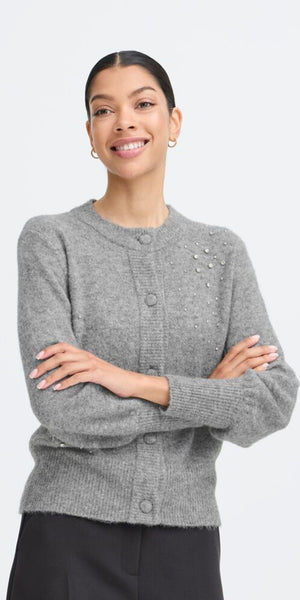 b young OMEA Rhinestone Cardigan