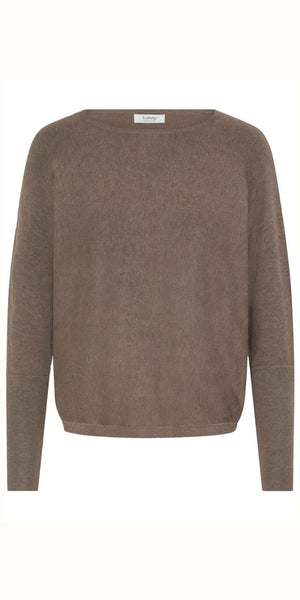 b young MORLA Batwing Fine Knit in Walnut Melange