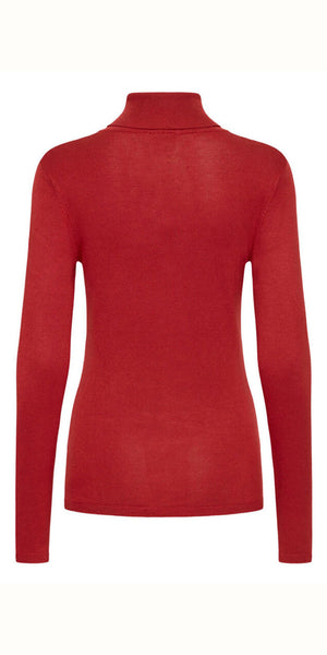 ICHI MAFA Roll Neck in Red Dahlia