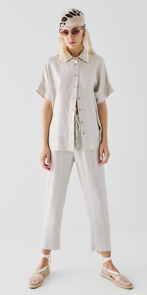ACCESS Short Sleeve Metallic Linen Shirt