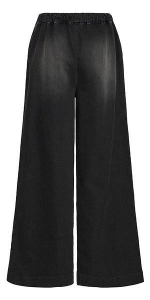 PULZ RAVEN High Waist Pants in Black Denim