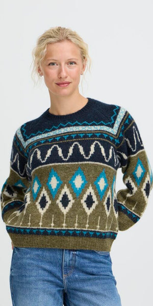 b young NAFTA Jacquard Jumper in Navy Blazer