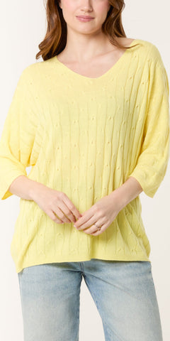 3/4 Cable Fine Knit in Lemon