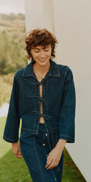 b young LUKAN Shirt in Dark Blue Denim