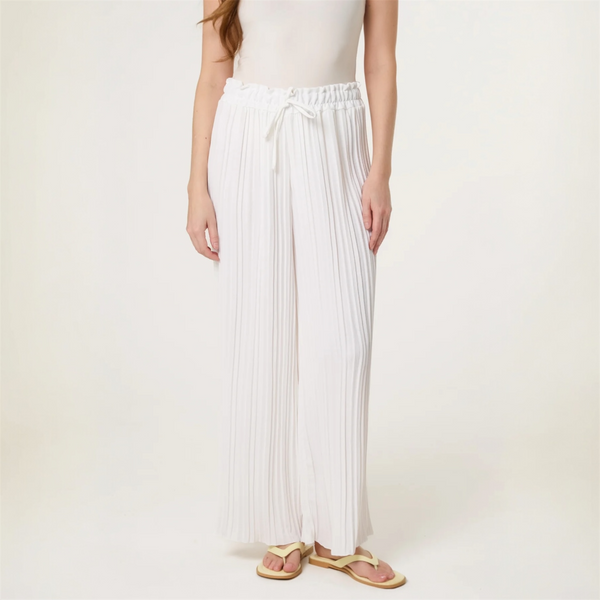 Wide Leg Plisse Trousers in White - TheSecretCloset.Boutique