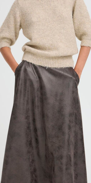 b young DIMION Skirt in Brown Vegan Leather
