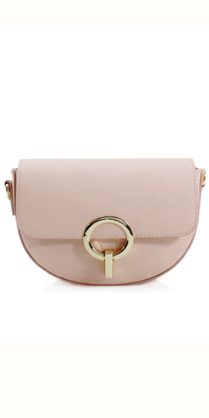 Leather Metal Clasp Crossbody