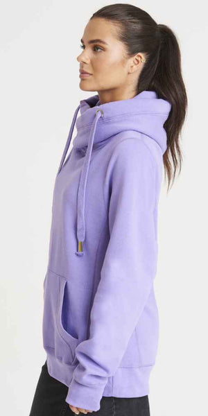 Cosy Cross Neck Hoodie in Lavender