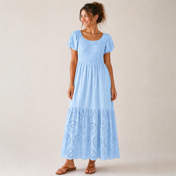 Cotton Broderie Hem Dress - TheSecretCloset.Boutique