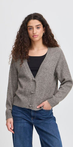 ICHI DASILA Cardigan in Dark Grey Melange