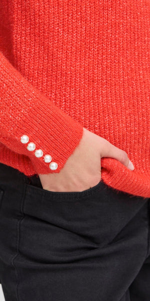 ICHI KAMARA Long Sleeve Knit in Fiery Red