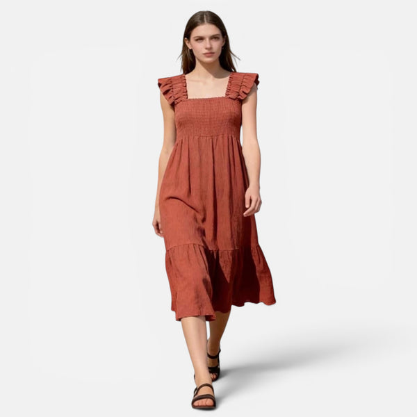 Square Neck Shirred Dress (various colours)