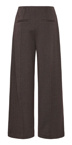ICHI KATE Jacquard Pants in Black Brown Herringbone