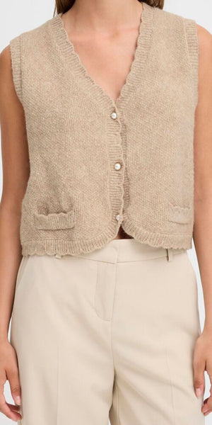 b young NADIKA Vest in String Melange