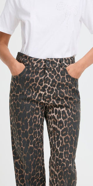 b young KENNA High Waist Jeans in Denim Leopard