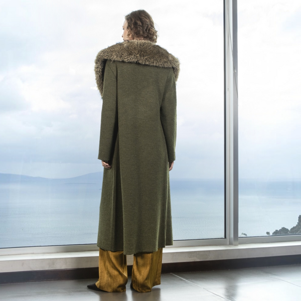 AGGEL Knitted Coat with Faux Fur