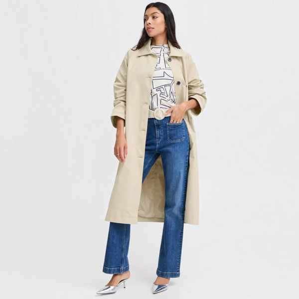 b young AMONA Long Coat in Humus - TheSecretCloset.Boutique