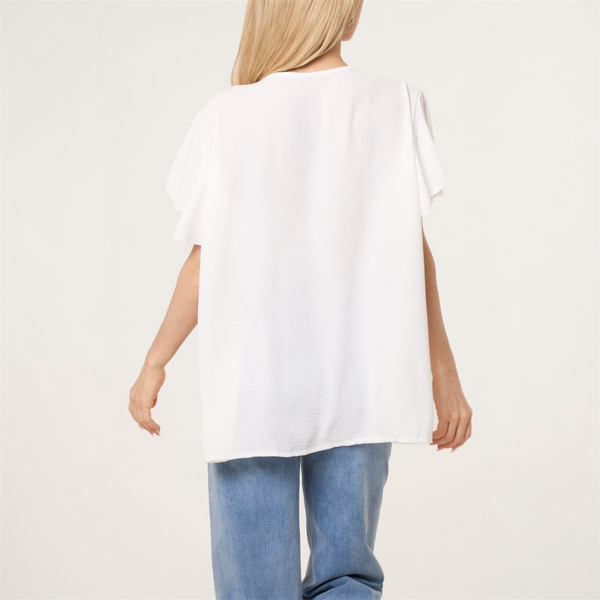 Ruffle Neck Frill Sleeve Blouse (various colours) - TheSecretCloset.Boutique