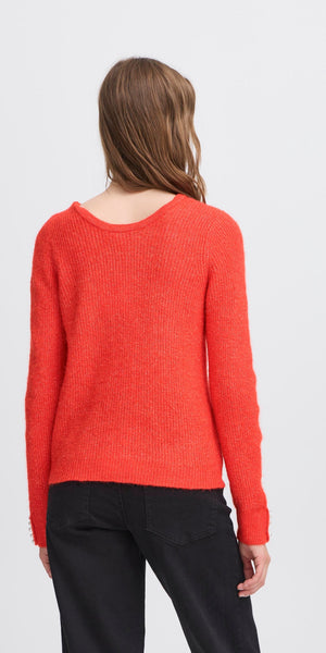 ICHI KAMARA Long Sleeve Knit in Fiery Red