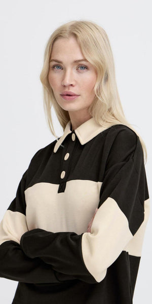 b young PUSTI Polo Pullover in Meteorite