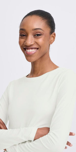 b young PAMILA Long Sleeve T Shirt in Off White