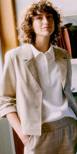 b young PUSTI Short Sleeve Polo in Marshmallow