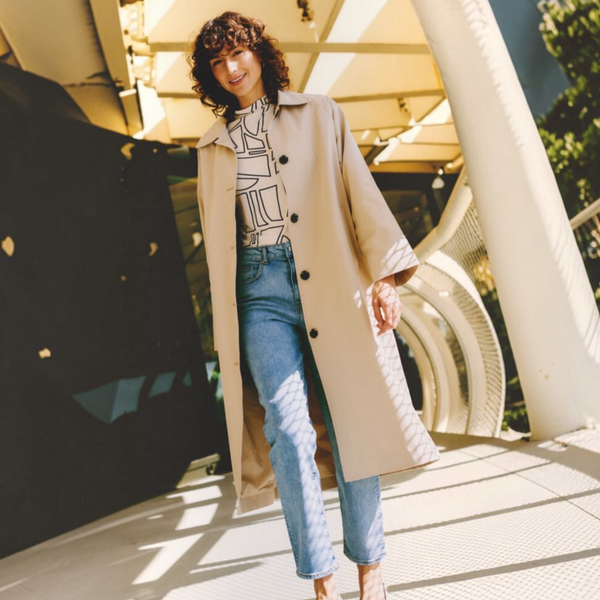 b young AMONA Long Coat in Humus - TheSecretCloset.Boutique