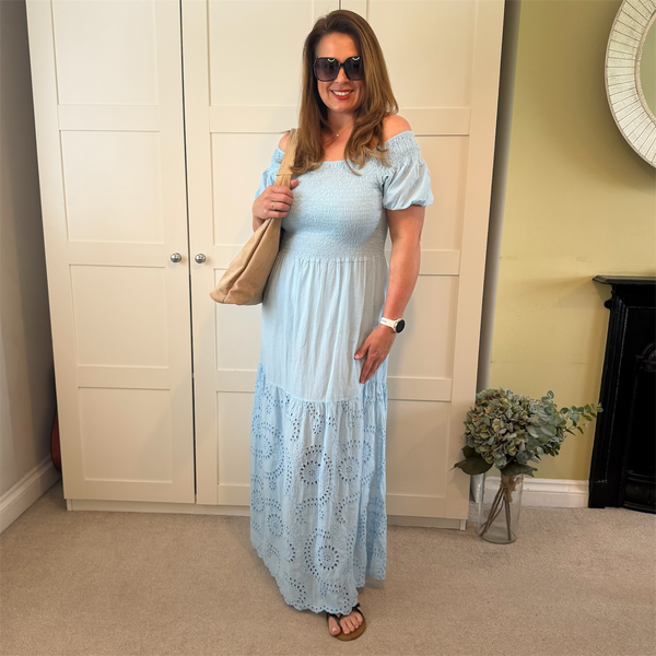 Cotton Broderie Hem Dress - TheSecretCloset.Boutique