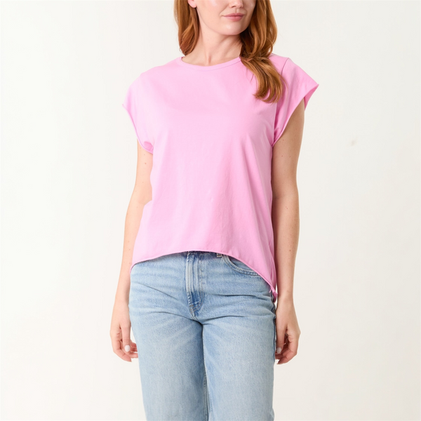 Cotton Cap Sleeve T in Candy Pink - TheSecretCloset.Boutique