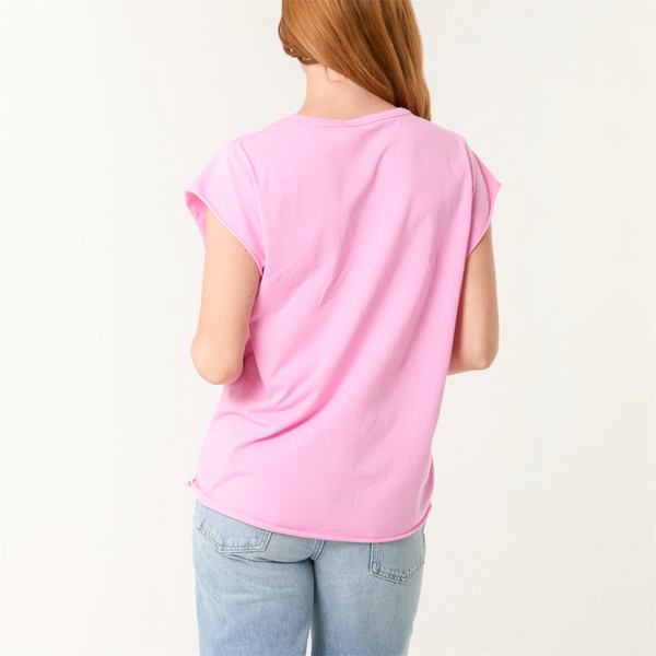 Cotton Cap Sleeve T in Candy Pink - TheSecretCloset.Boutique