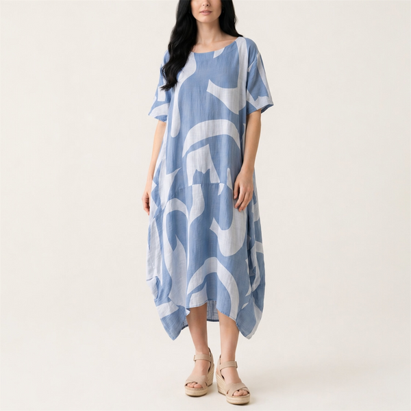 Cotton Cocoon Pocket Dress in Blue - TheSecretCloset.Boutique