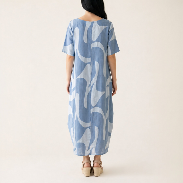 Cotton Cocoon Pocket Dress in Blue - TheSecretCloset.Boutique