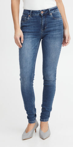 PULZ JOY High Rise Skinny Jean in Medium Blue (30inch leg)