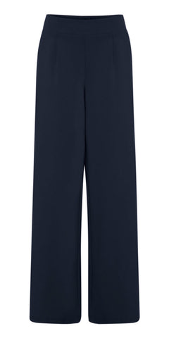 ICHI KATE Long Wide Leg Trousers in Total Eclipse