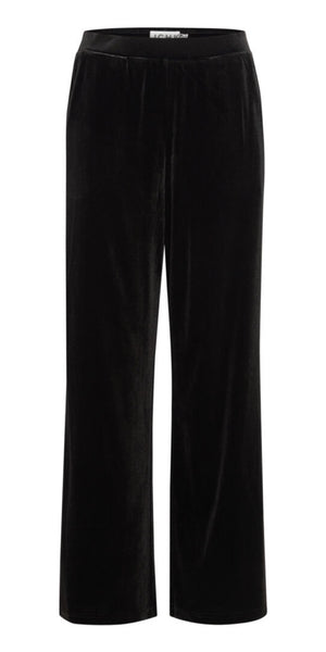 ICHI LAVANNY Velvet Trousers in Black