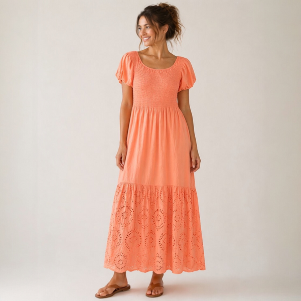 Cotton Broderie Hem Dress