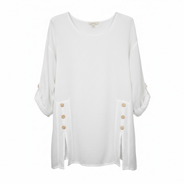 Cotton Longline Button Top (various colours)
