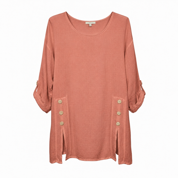 Cotton Longline Button Top (various colours)