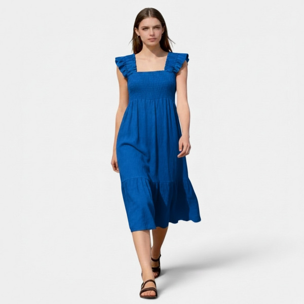 Square Neck Shirred Dress (various colours)