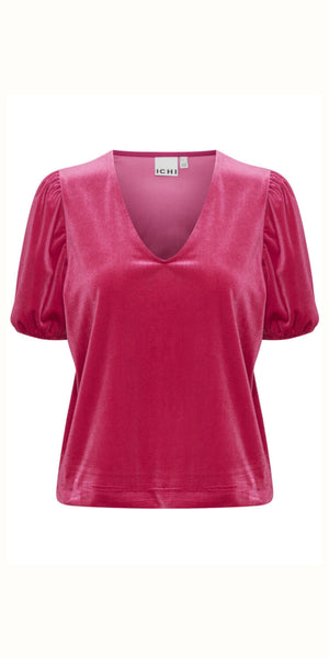 ICHI LAVANNY Short Sleeved Top in Festival Fuschia