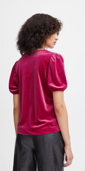 ICHI LAVANNY Short Sleeved Top in Festival Fuschia